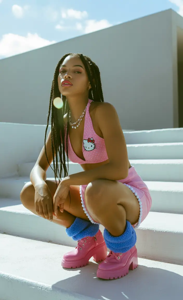 y2k outfits Playful Pink Retro Sport Edge