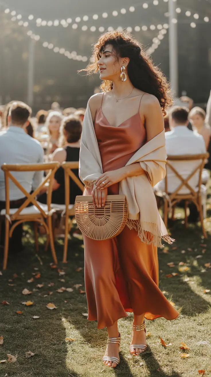wedding guest outfits sunset slip with natural glow