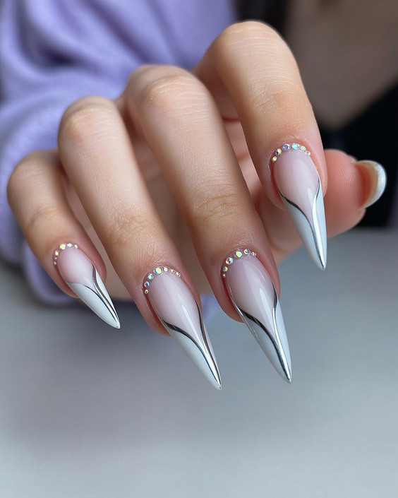 acrylic nail designs 2026 sculpted french tip stiletto