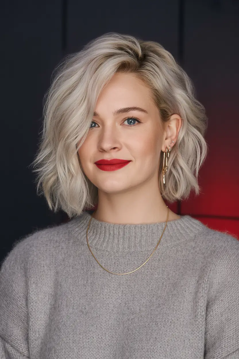 Best bob haircuts 2026 Silky Platinum Asymmetry Bob