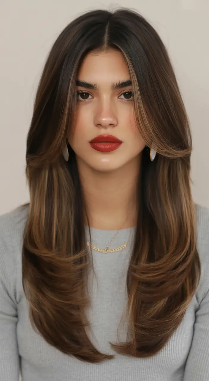 Best haircuts for long hair 2026 Sleek Layered Length With a Clean Side Part