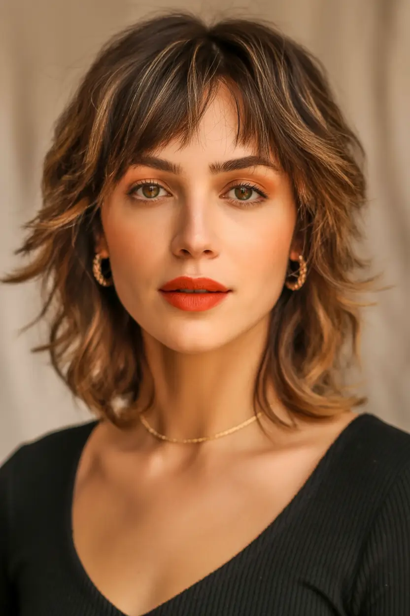 best haircuts for medium hair 2026 Soft Ember Multi Layer Shag
