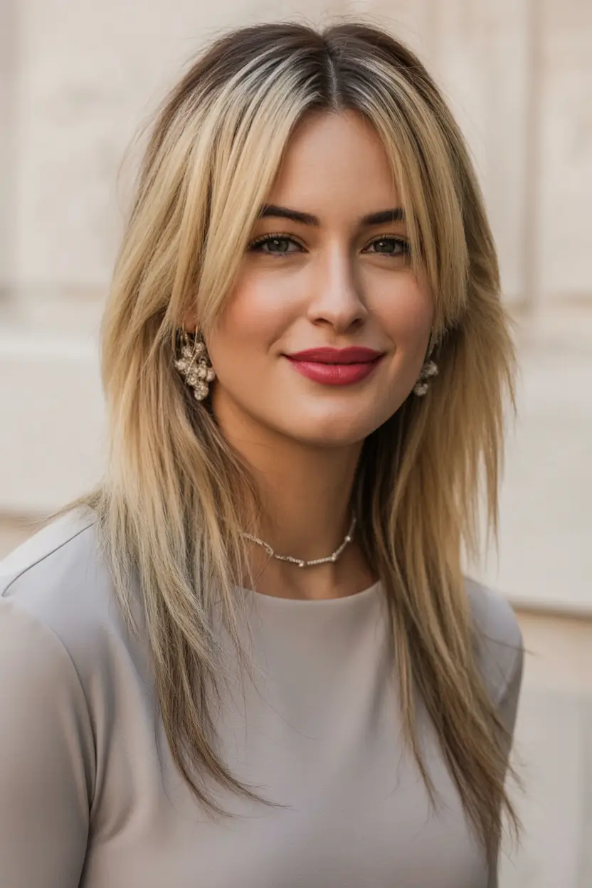 best haircuts for medium hair 2026 Platinum Sunkissed Cascade Layers