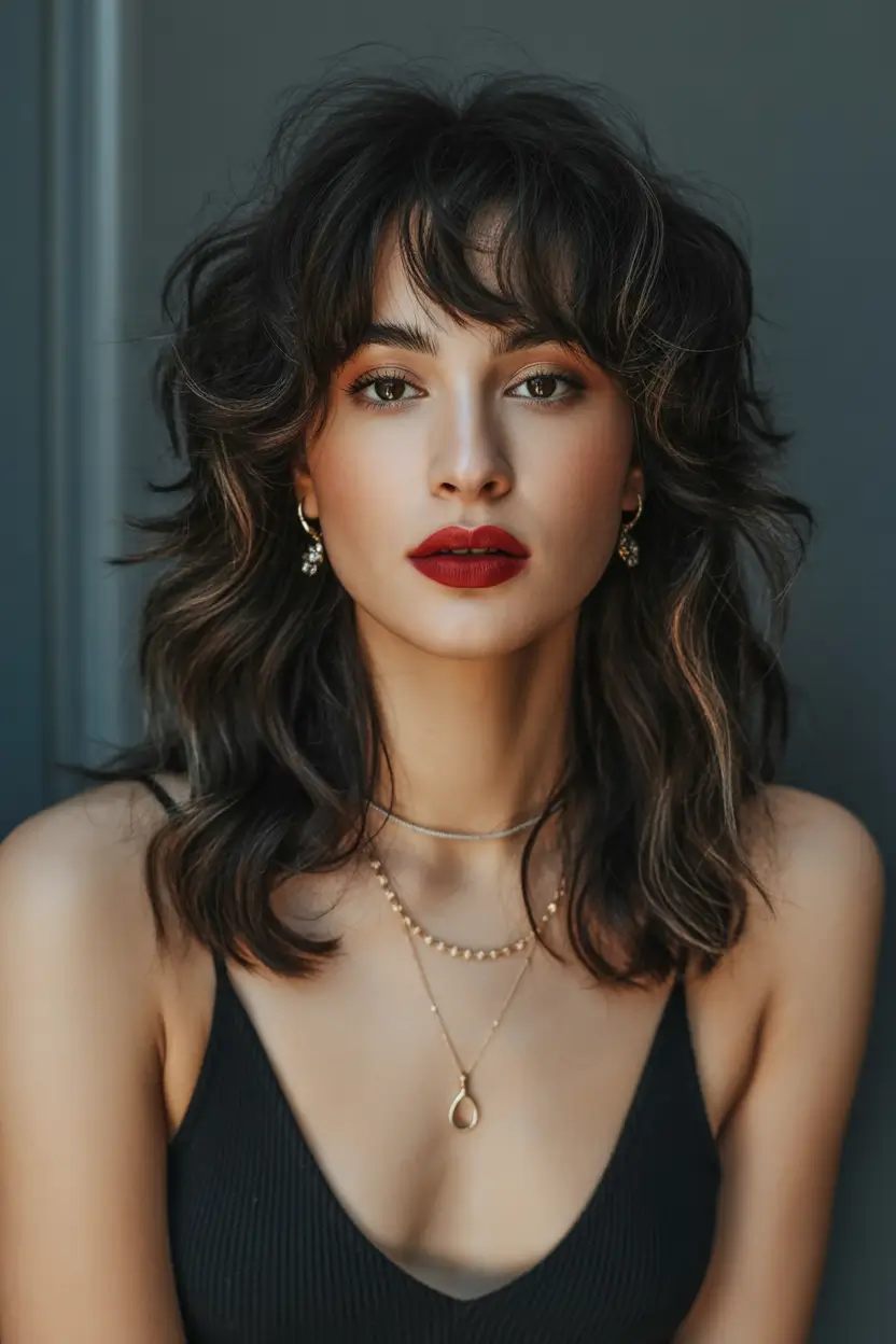 best haircuts for medium hair 2026 Smoky Wavy Midnight Butterfly Layers