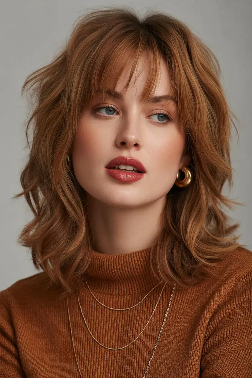 best haircuts for medium hair 2026 Rusty Autumn Curved Layers