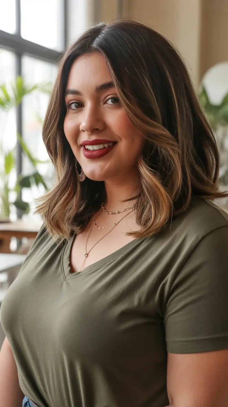 best haircuts for plus size women 2026 dimensional medium length with soft flipped ends