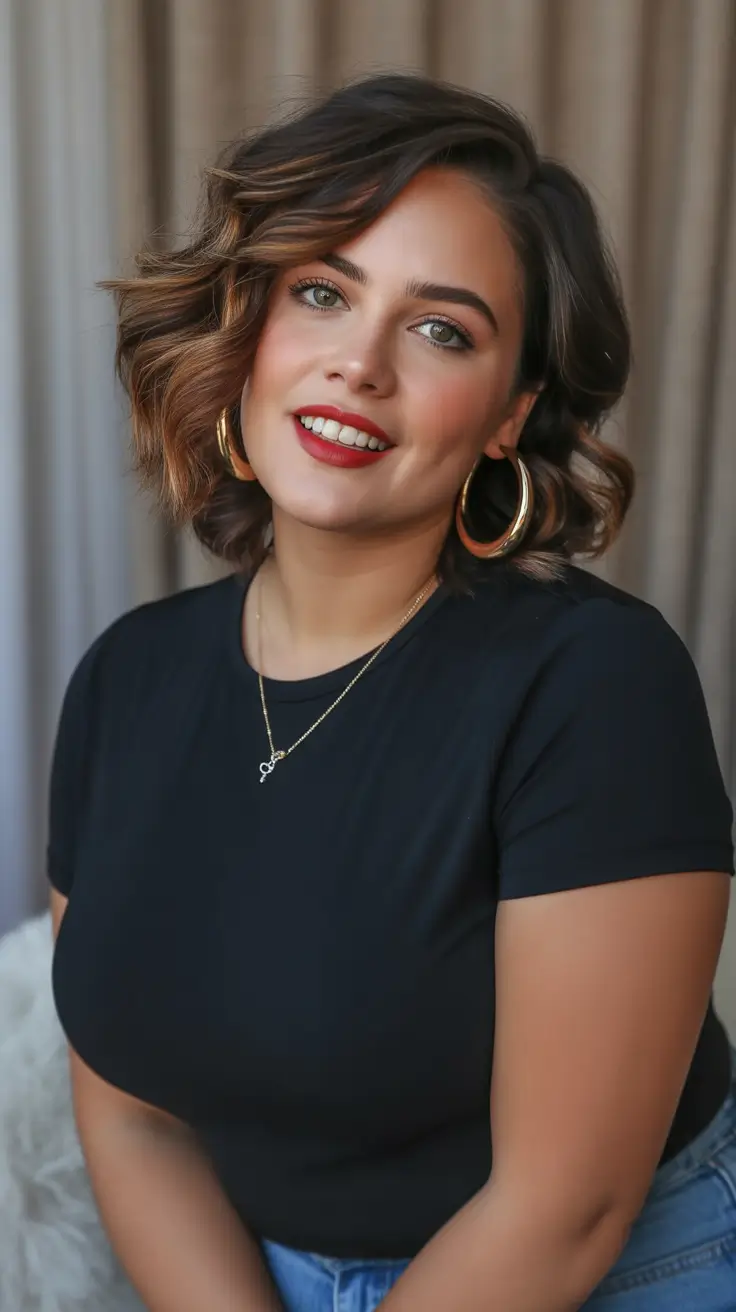 best haircuts for plus size women 2026 short curled bob with playful lift