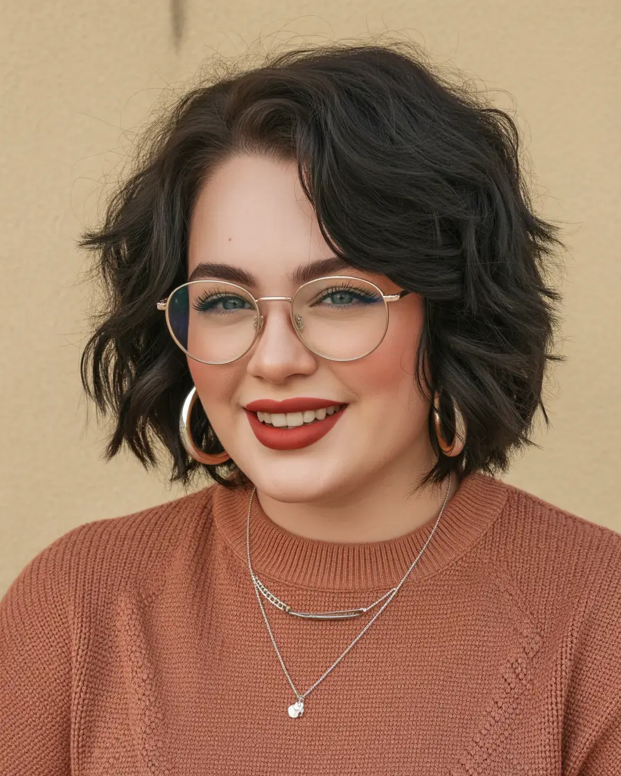 best haircuts for plus size women 2026 textured wavy bob with natural lift