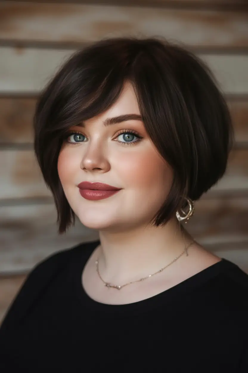 best haircuts for plus size women 2026 short rounded bob with soft side sweep