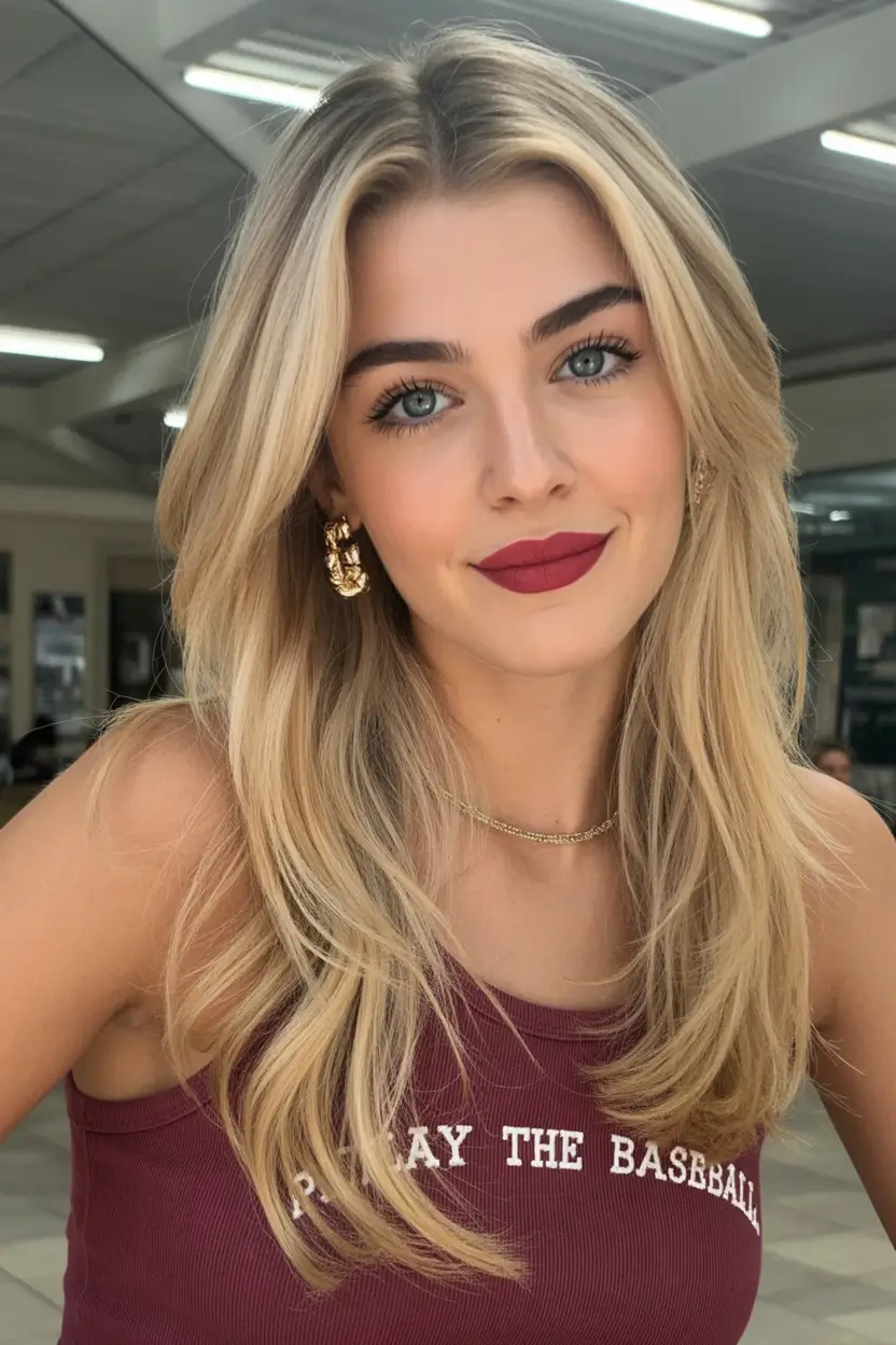 haircuts for thin fine hair Sunny Long Layers With Soft Front Highlights