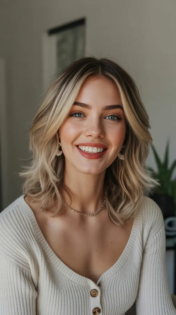 haircuts for thin fine hair Layered Shoulder Length Blonde With Airy Body
