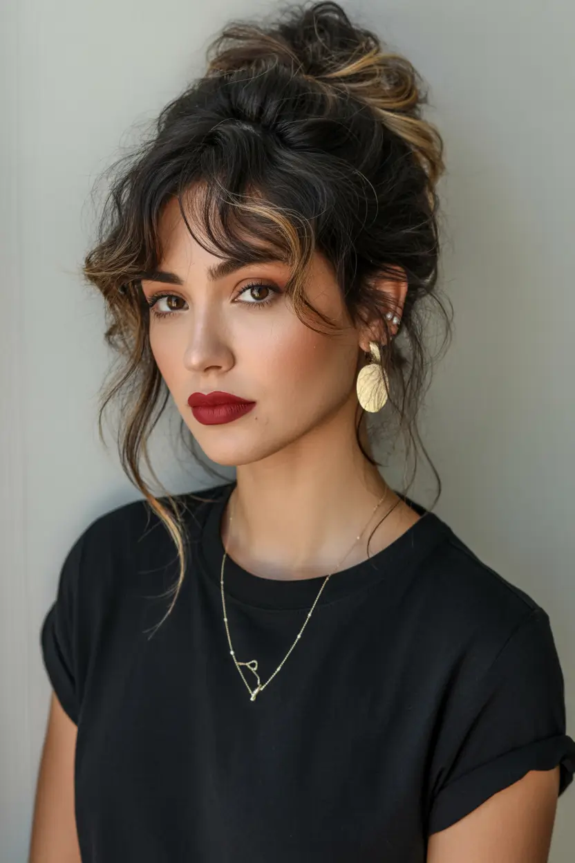 Best haircuts for wavy hair 2026 Soft Wavy Updo With Face Framing Layers