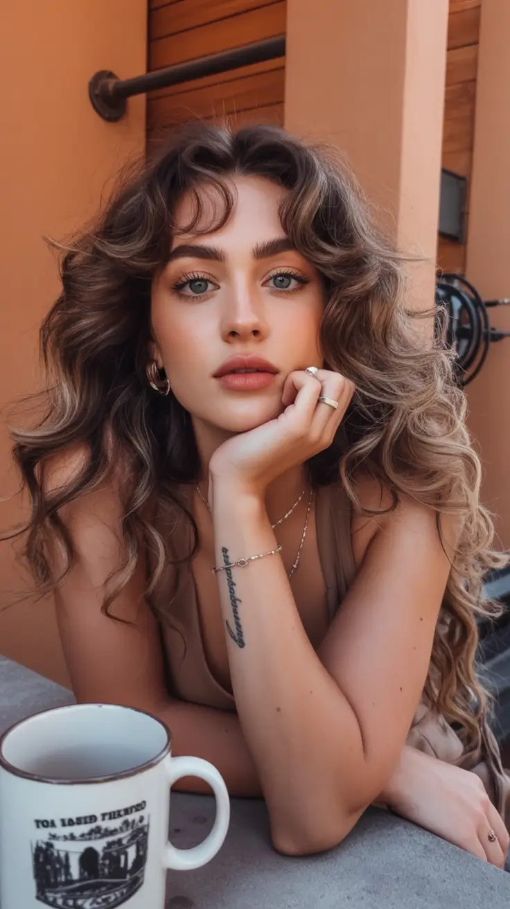 Best haircuts for wavy hair 2026 Voluminous Curly Layers With Soft Curtain Fringe