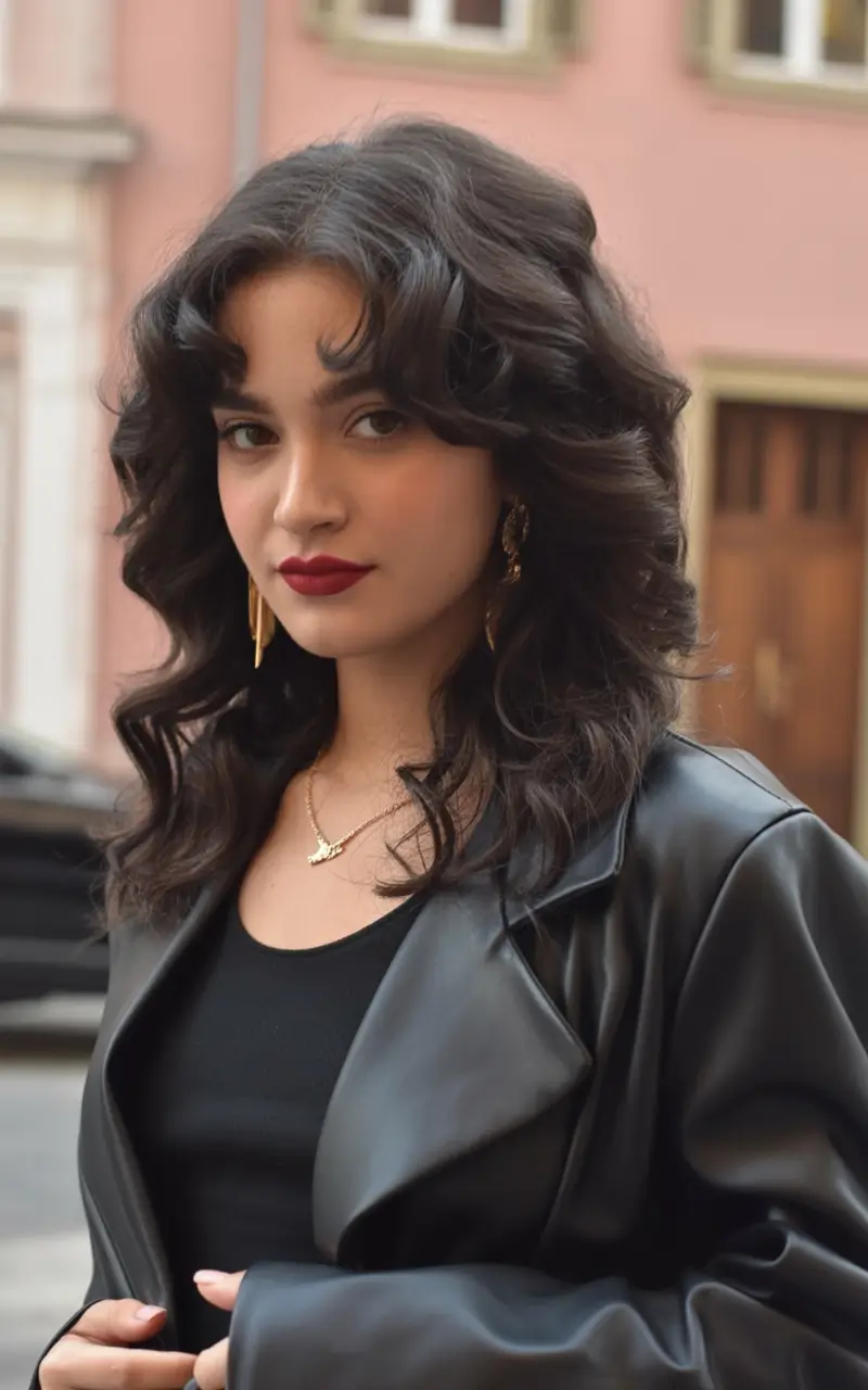 Best haircuts for wavy hair 2026 Voluminous Deep Chocolate Waves With Face Framing Layers