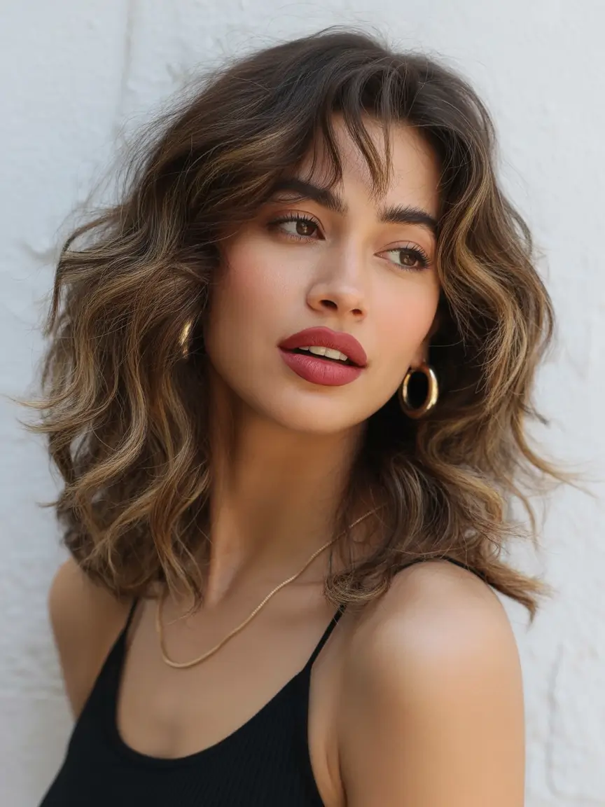 Best haircuts for wavy hair 2026 Soft Dimensional Wavy Lob With Face Framing Fringe