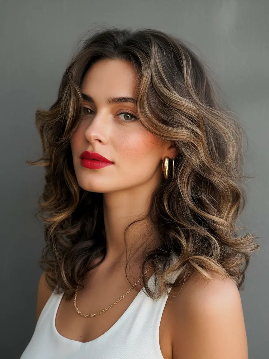 Best haircuts for wavy hair 2026 Cascading Medium Waves With Soft Volume And Natural Shine