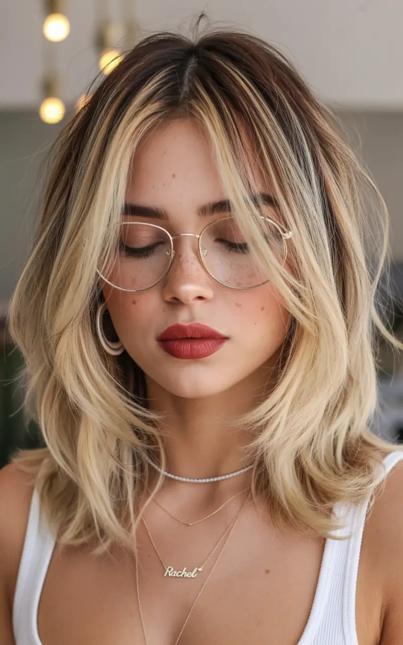 Best haircuts with bangs 2026 Blonde Shoulder Length Cut With Soft Layers