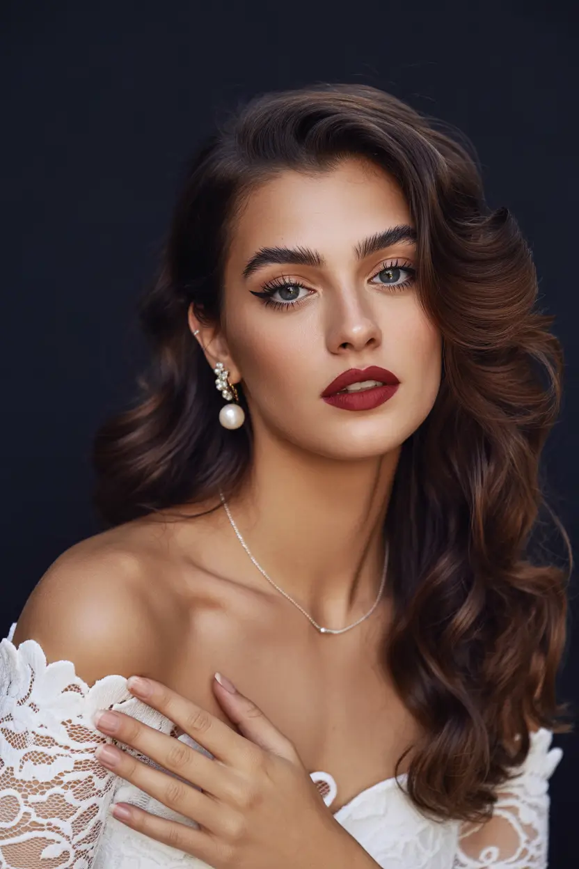 Best hairstyles for long hair 2026 Old Hollywood Side Waves With Deep Part