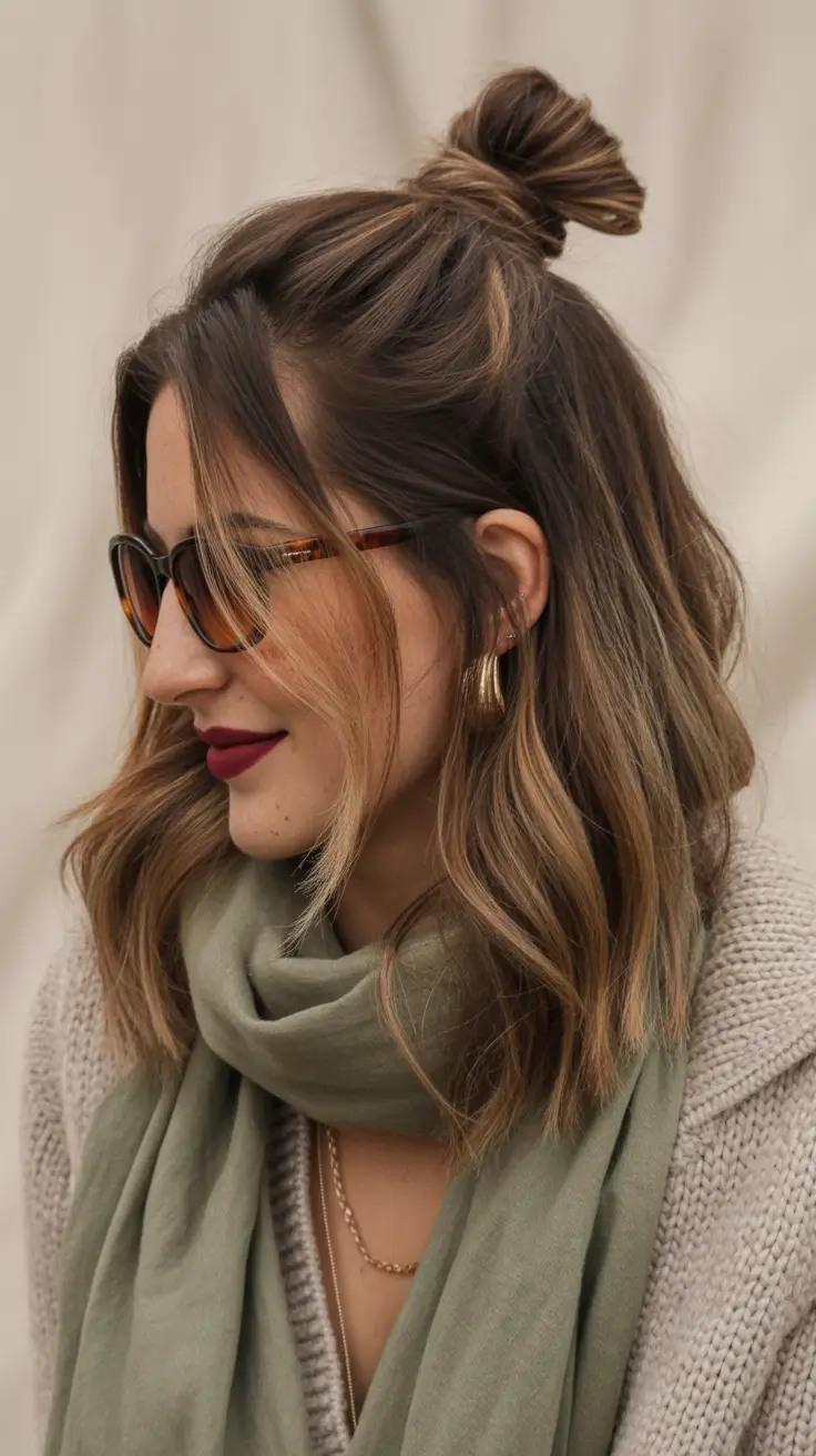 Best mid-length haircuts 2026 Relaxed Mid Length Half-Up Style With Face Framing Layers