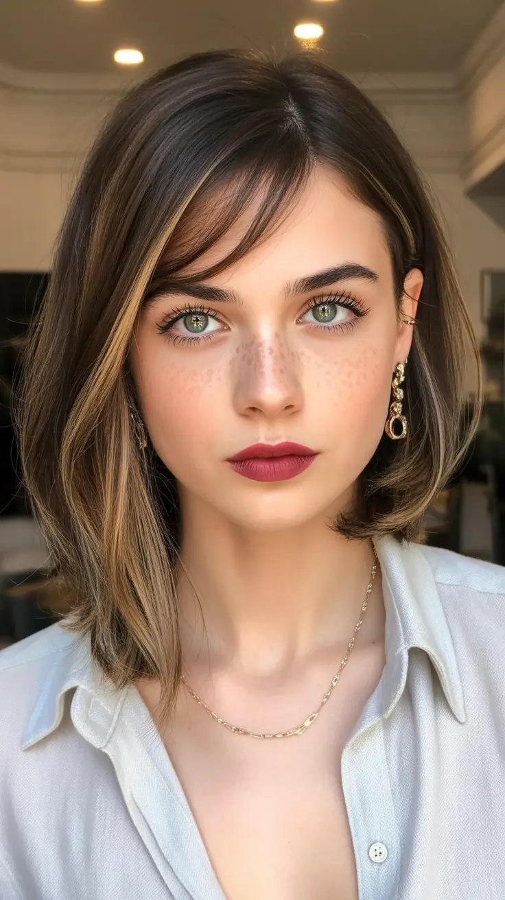Best mid-length haircuts 2026 Mid Length Cut With Wispy Bangs And Natural Volume