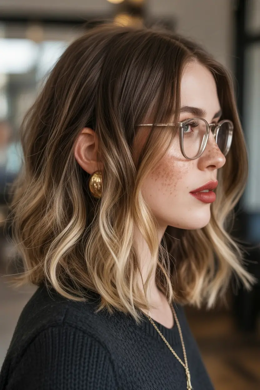 Best mid-length haircuts 2026 Warm Blonde Mid Length Waves With Soft Root Depth