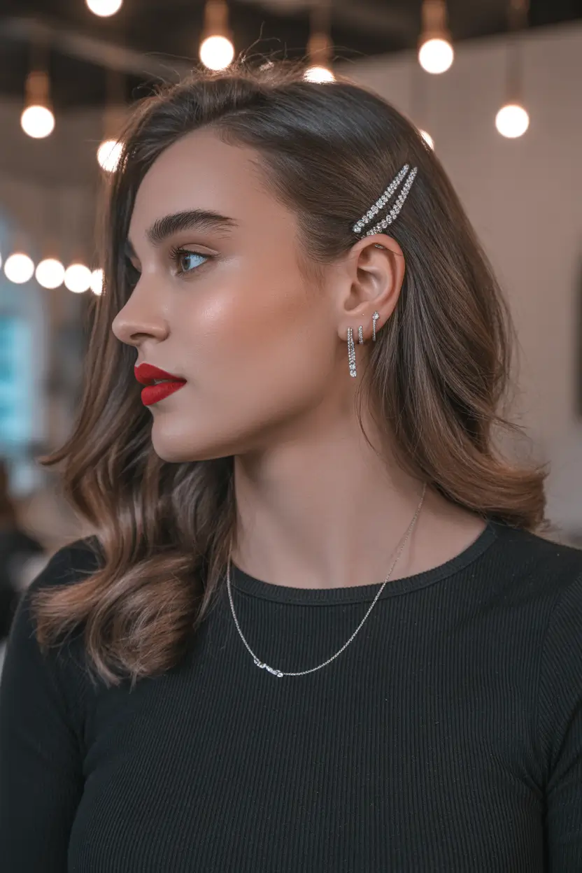 Best side part hairstyles 2026 Polished Side Part With Statement Hair Clips