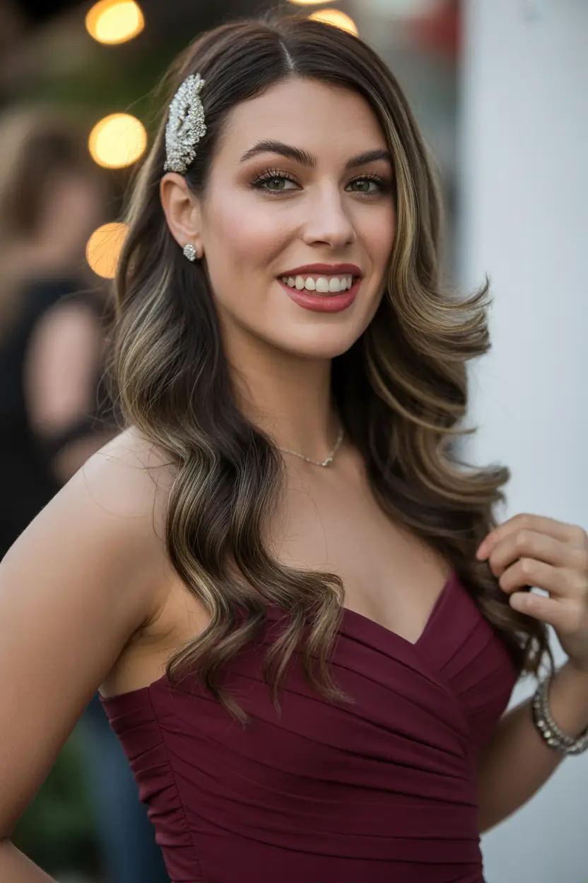 Best side part hairstyles 2026 Romantic Side Part Waves With Decorative Accent