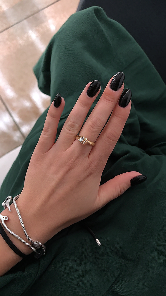 black nails ideas 2026 glossy everyday