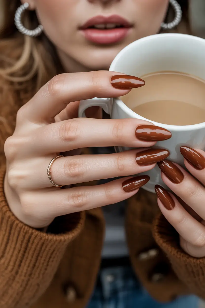 brown nails trend 2026 coffee almond