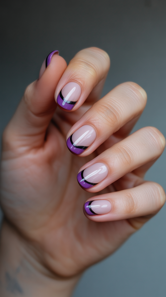 cat eye nails ideas 2026 Soft Nude Graphic French