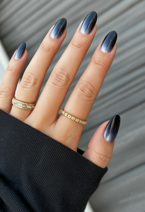 cat eye nails ideas 2026 Black Mirror Design