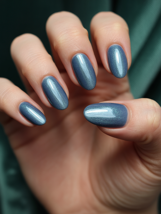 cat eye nails ideas 2026 Light Blue Short