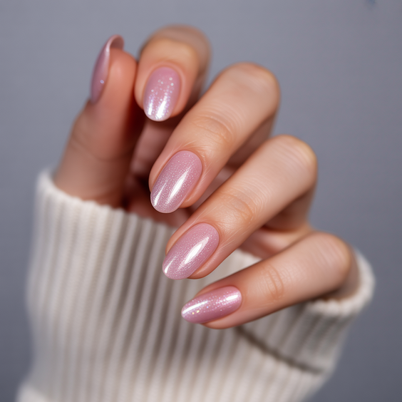 cat eye nails ideas 2026 Soft Pink Shimmer Design