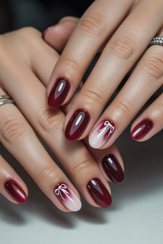 cat eye nails ideas 2026 Burgundy Red Design