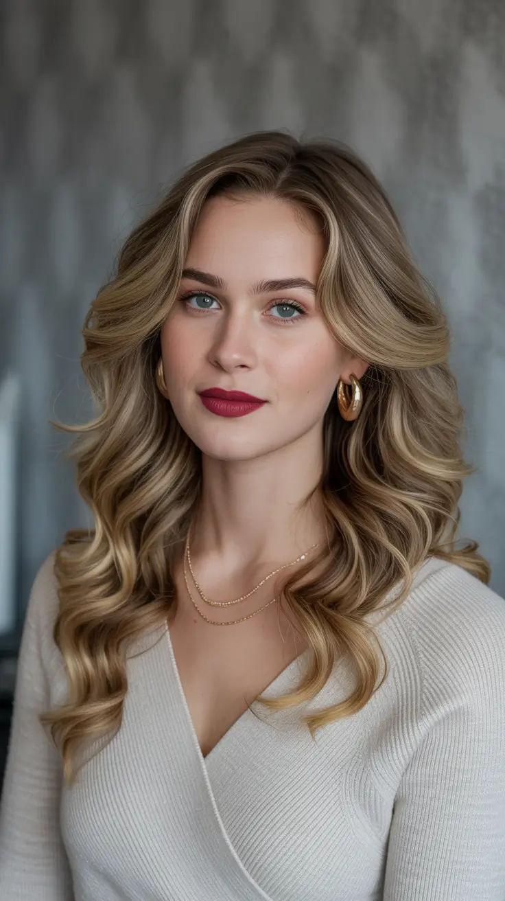 Chic medium length hairstyles 2026 Layered blonde waves with soft volume