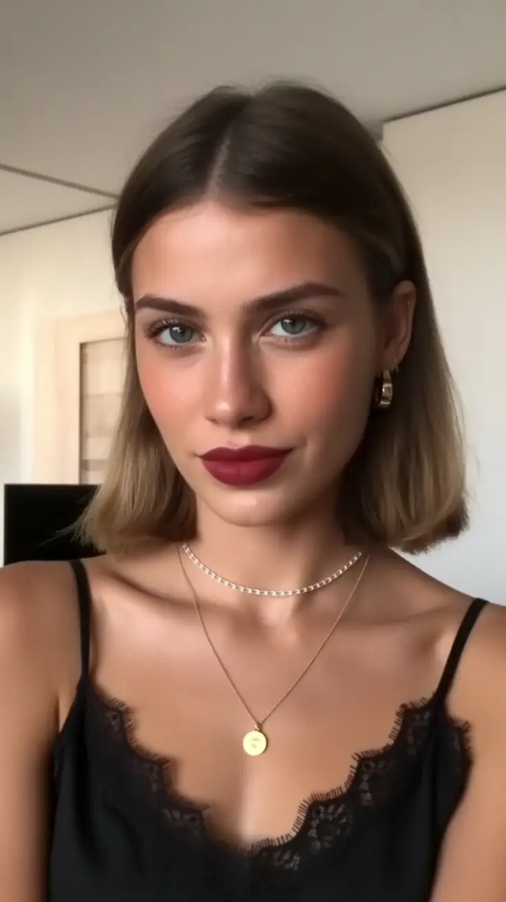 Chic medium length hairstyles 2026 Clean blunt bob with center part confidence