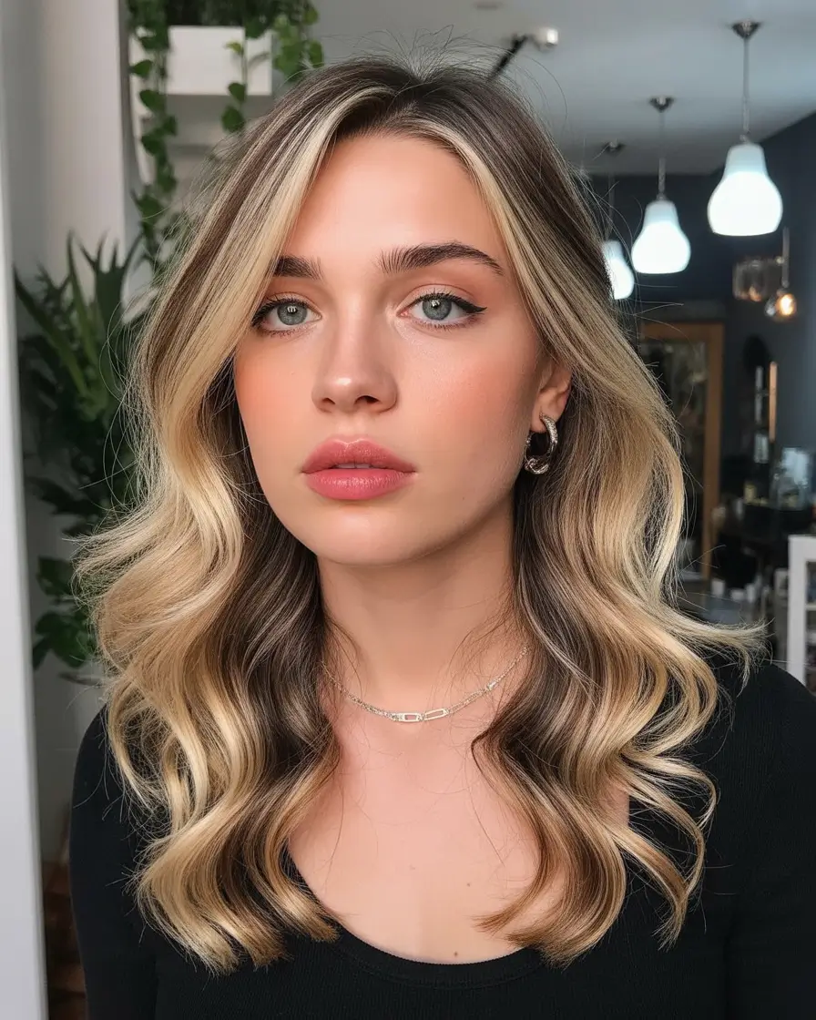 Chic medium length hairstyles 2026 Classic soft waves with balanced blonde dimension