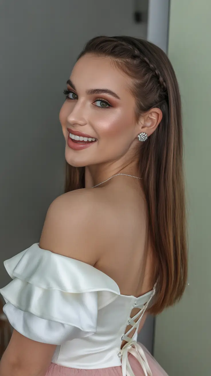 Chic medium length hairstyles 2026 Sleek straight length with braided detail