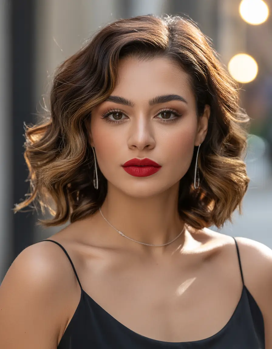 Chic medium length hairstyles 2026 Polished retro waves with a modern city edge