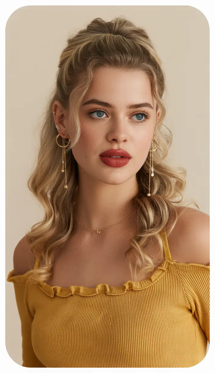 Chic medium length hairstyles 2026 Soft half up volume with romantic texture