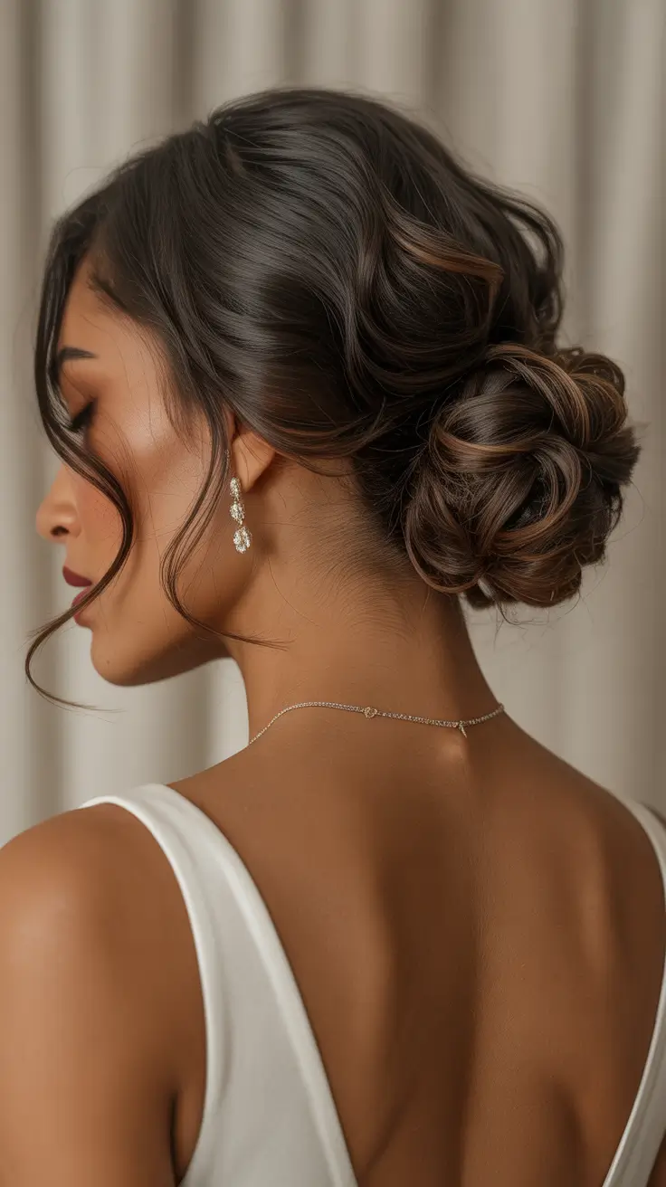 Chic medium length hairstyles 2026 Low textured bun with modern softness