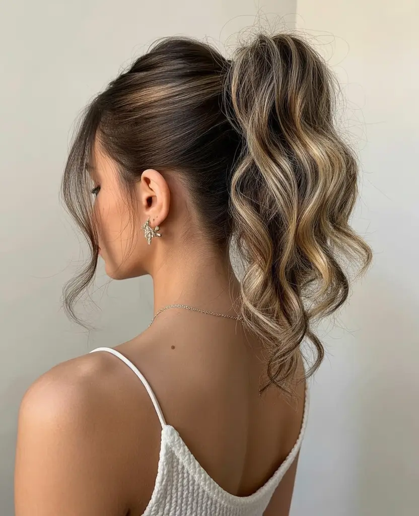 Chic ponytail hairstyles 2026 Soft Curly Ponytail With Romantic Texture