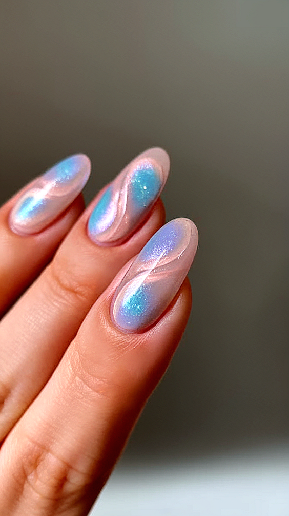 chrome nail designs 2026 - Playful Purple Chrome With Star Accents