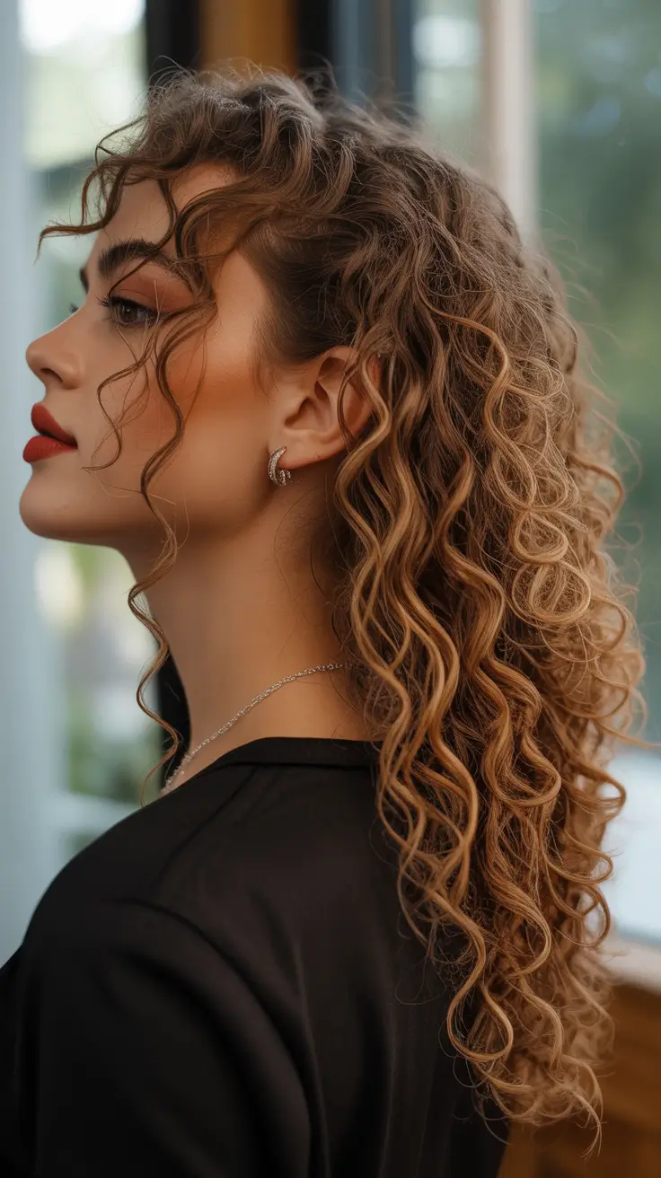 Curly Hairstyles Inspiration 2026 Cascading Caramel Spiral Layers