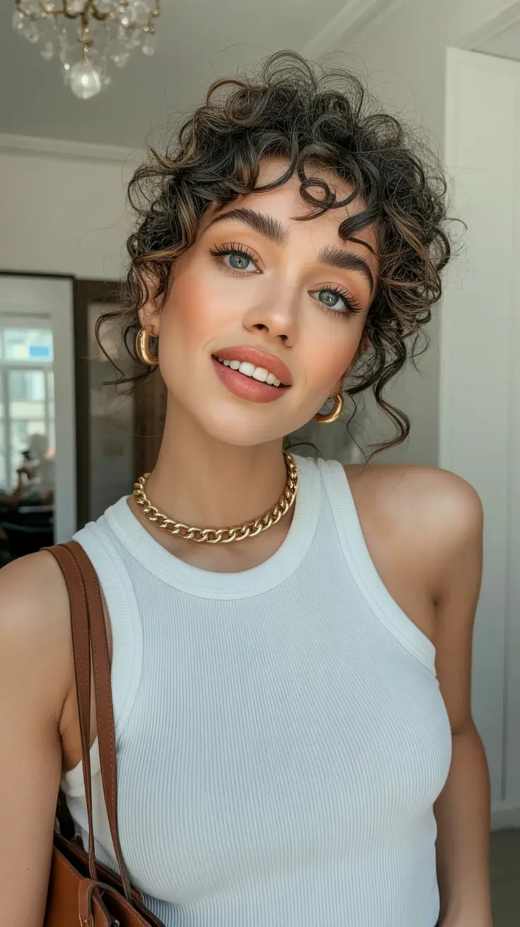 Curly Hairstyles Inspiration 2026 Curly Pixie Shape With Playful Crown Spirals