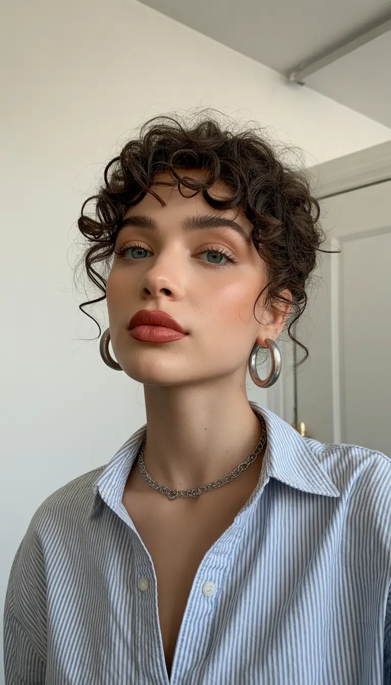 Curly Hairstyles Inspiration 2026 Soft Tousled Curl Cut With Light Spiral Fringe