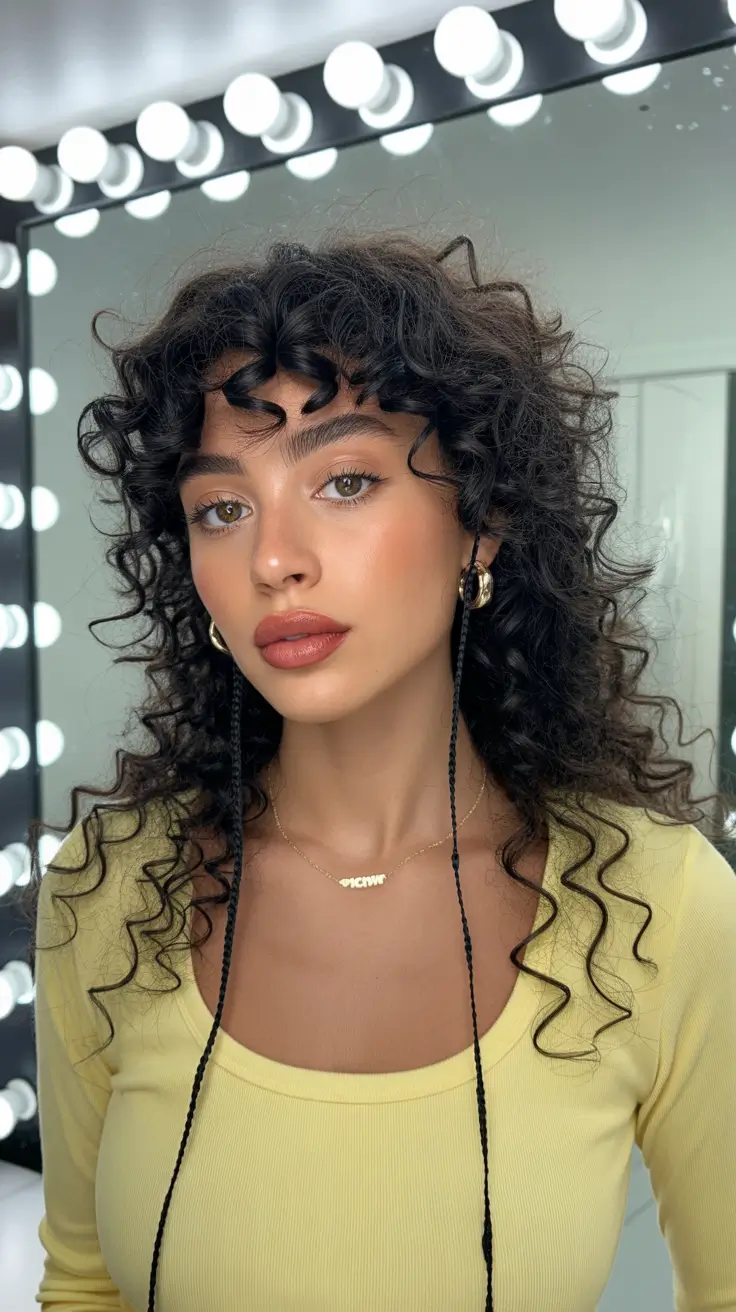 Curly Hairstyles Inspiration 2026 Curly Fringe With Braided Streamer Details