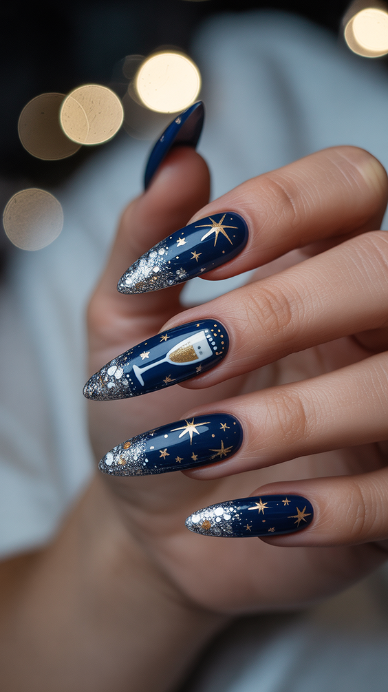 cute birthday nails 2026 blue star