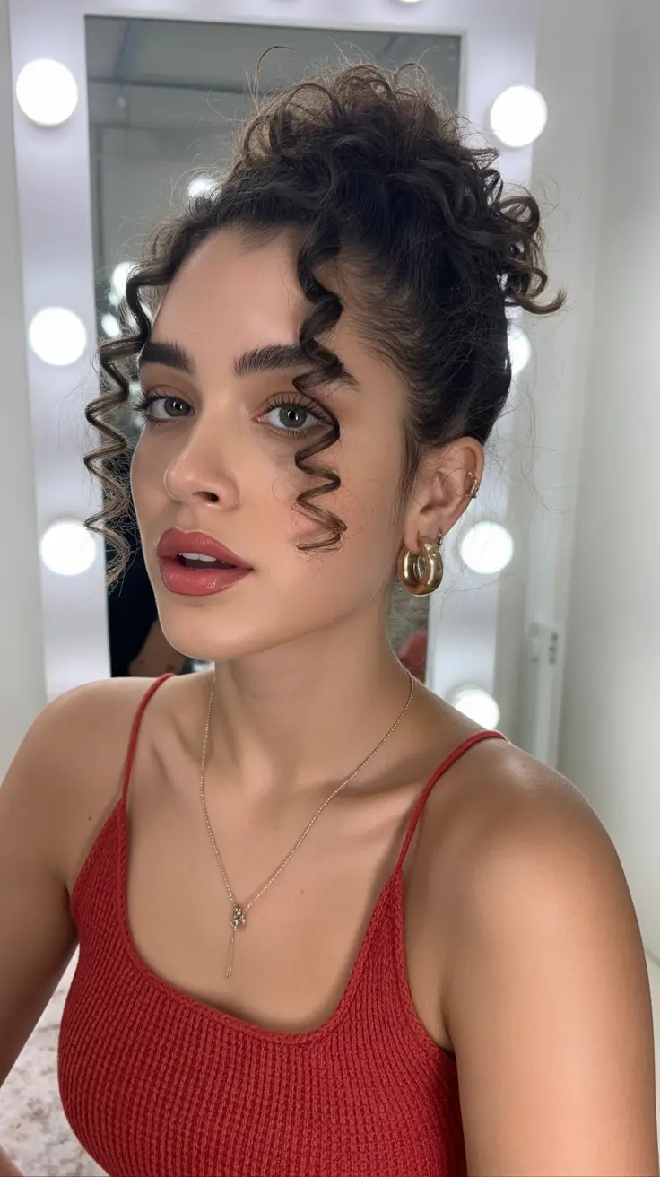 Cute hairstyle inspiration 2026 Curly High Updo With Spiraled Tendrils
