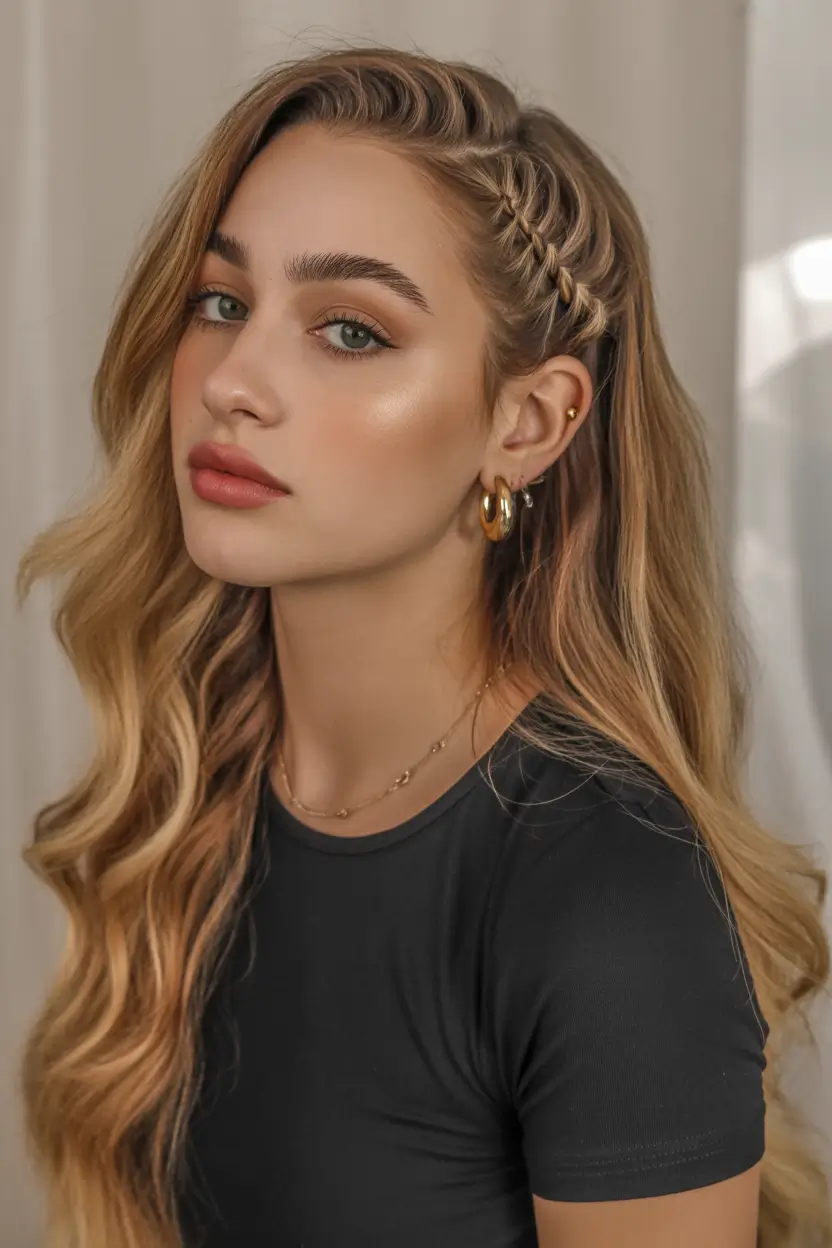 Cute hairstyle inspiration 2026 Soft Side Twist With Cascading Waves